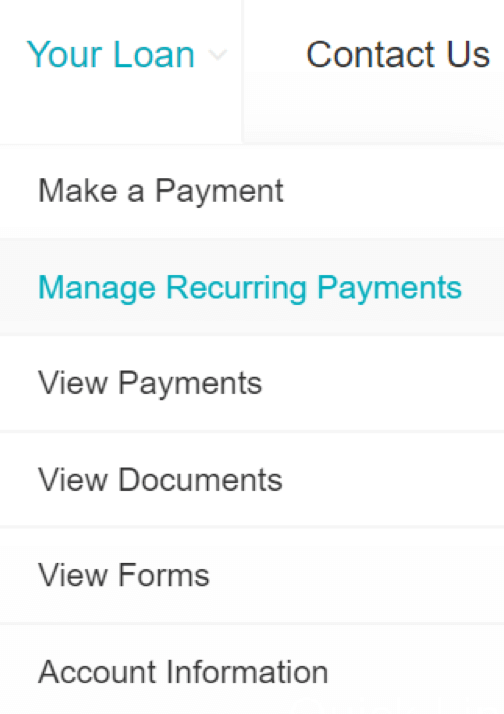 your loan drop down with manage recurring payments